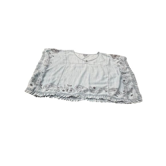 Ariat Boho Western Chambray Top Womens Large Paisley Ruffle Festival - Picture 8 of 10